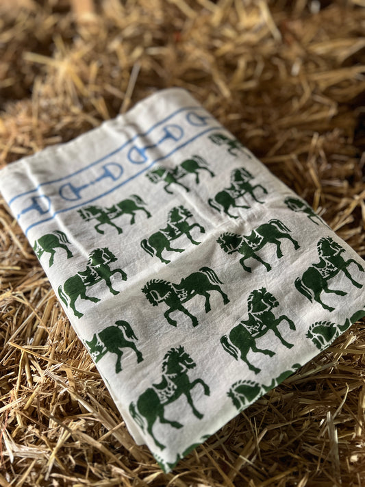 Trotting Horse Table Cloth - Emerald Green