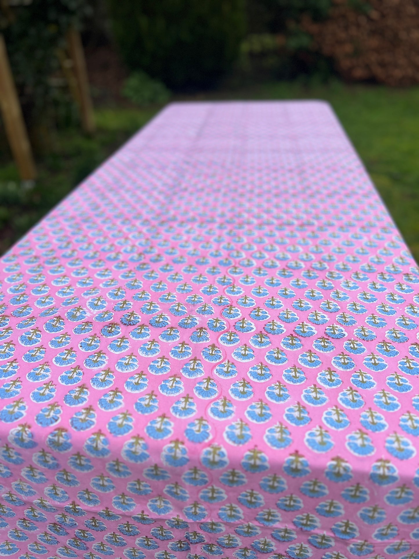 Pink and Blue Booti Tablecloth