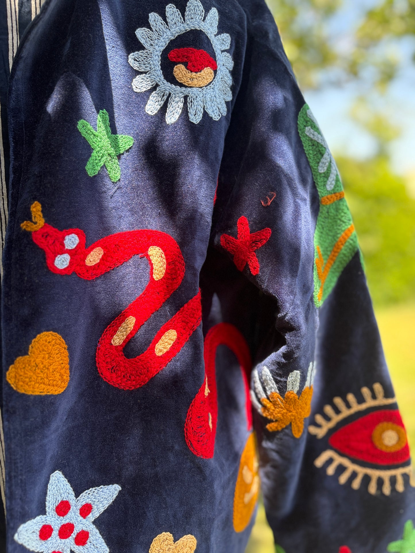 Giddy Up Navy Velvet Suzani Jacket