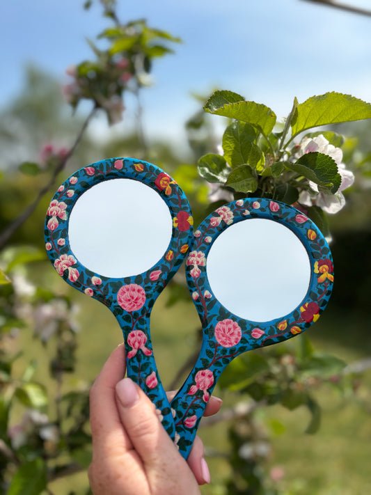 Handpainted Wooden Mirror from Kashmir