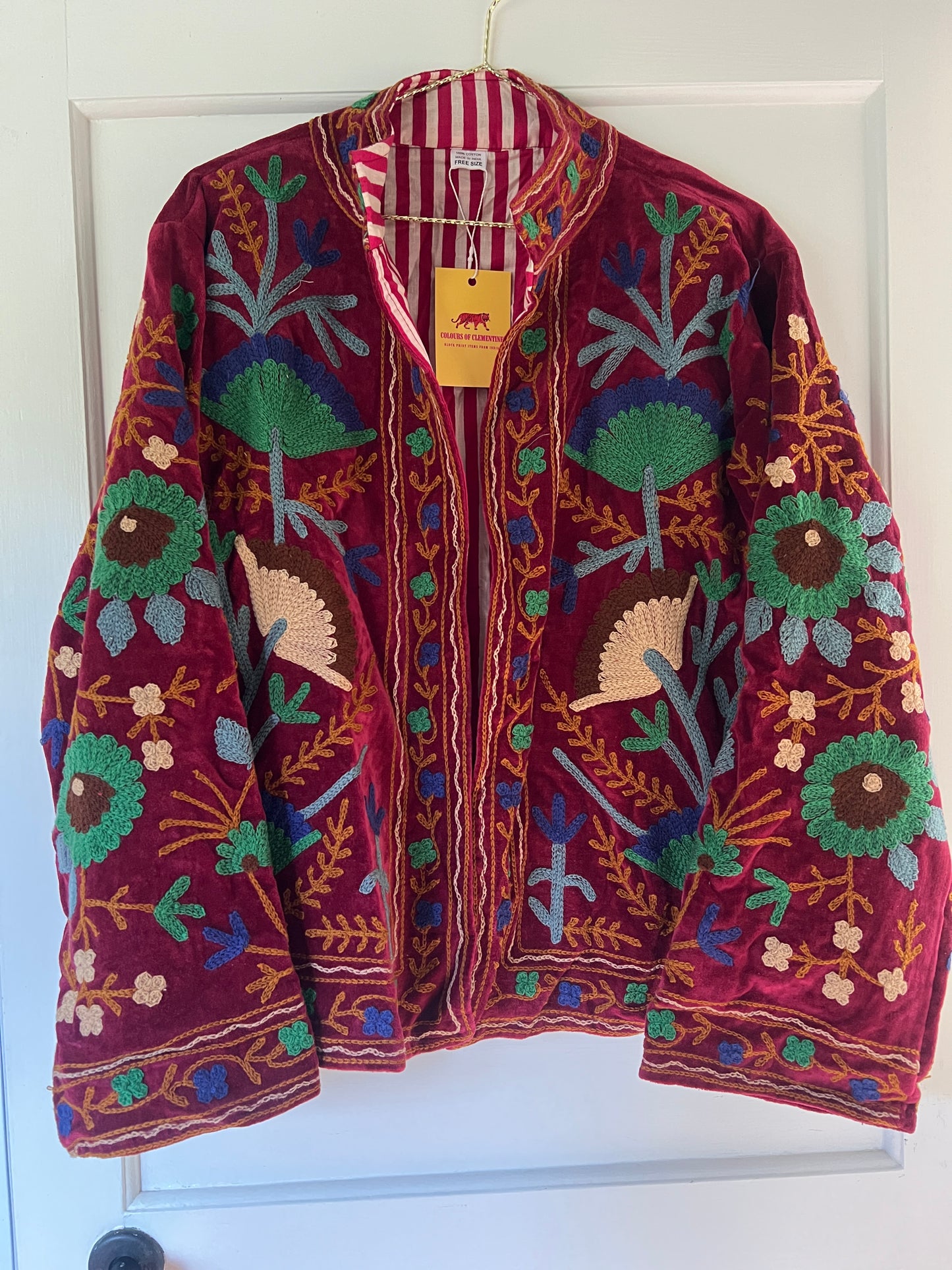 Burnt Amber Velvet Suzani Jacket
