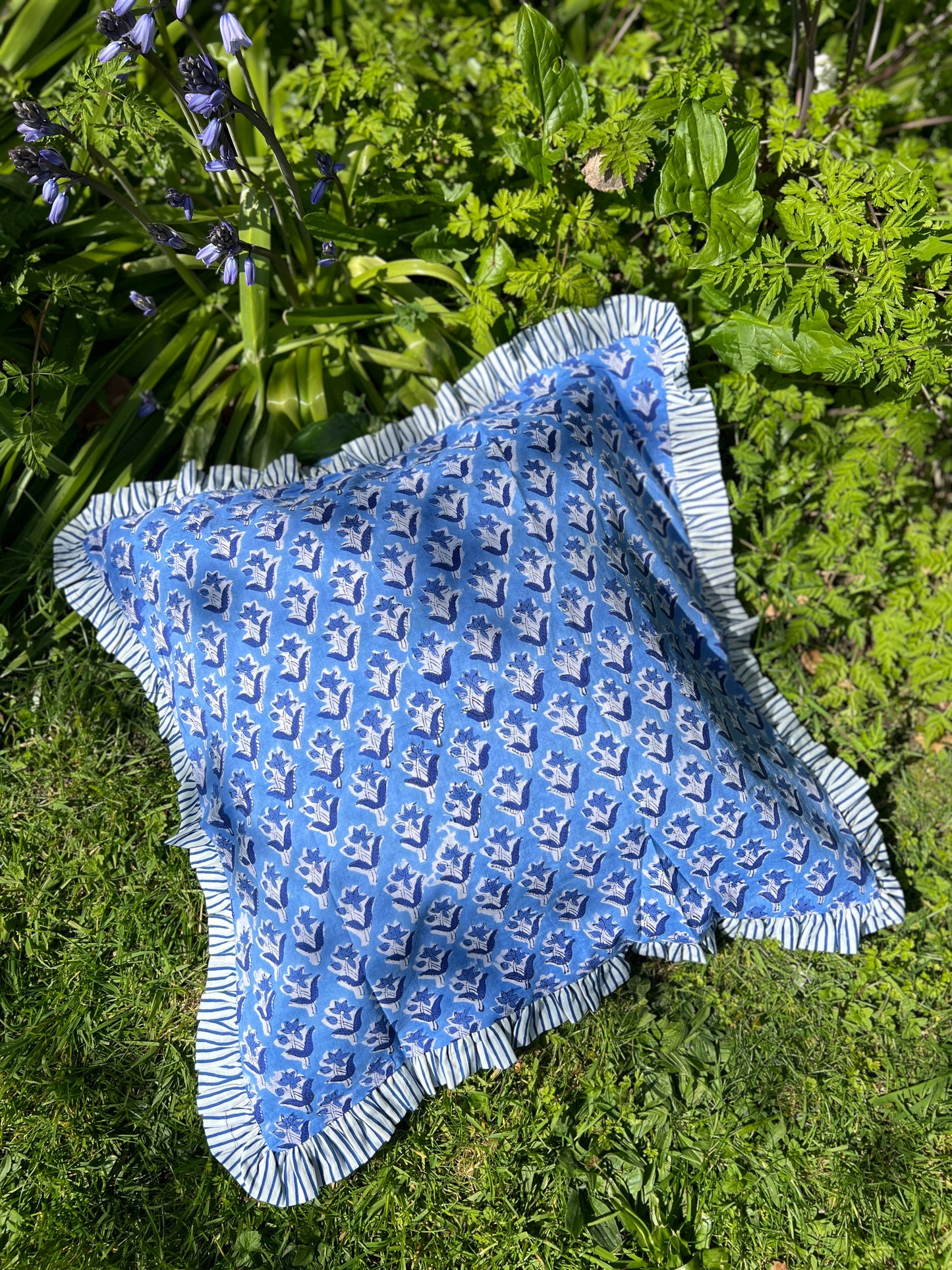 Blockprint Frilly Cushion Cover