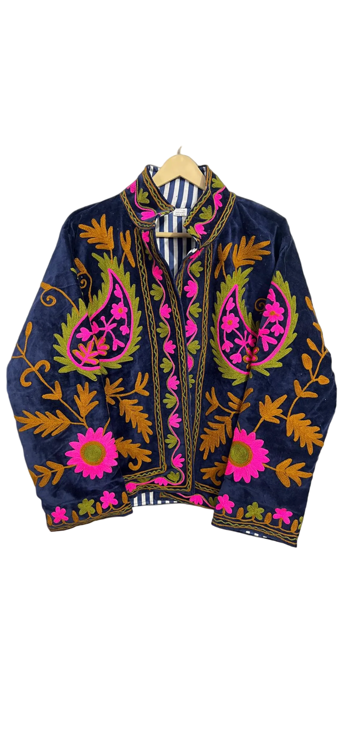 Suzani Velvet Jacket - Electric Pink and Orange