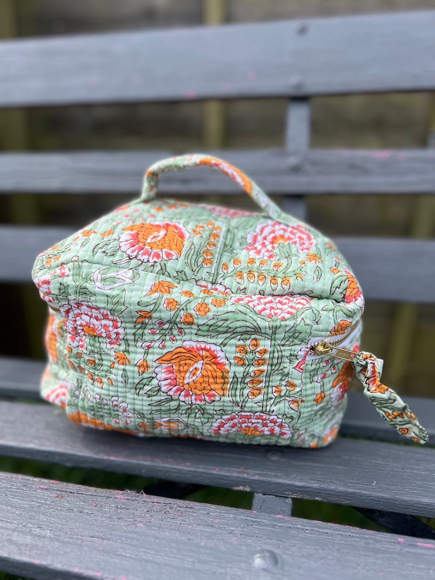 Green and Orange Carnation Makeup Case