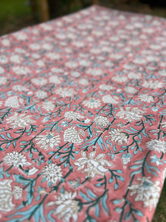 Delicate Peach Floral Table Cloth