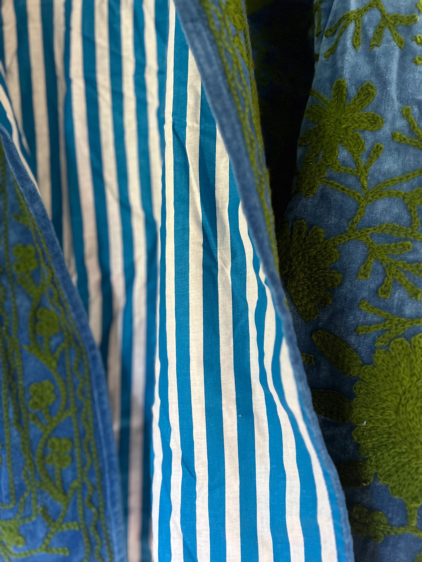 Blue and Green Velvet Suzani Jacket