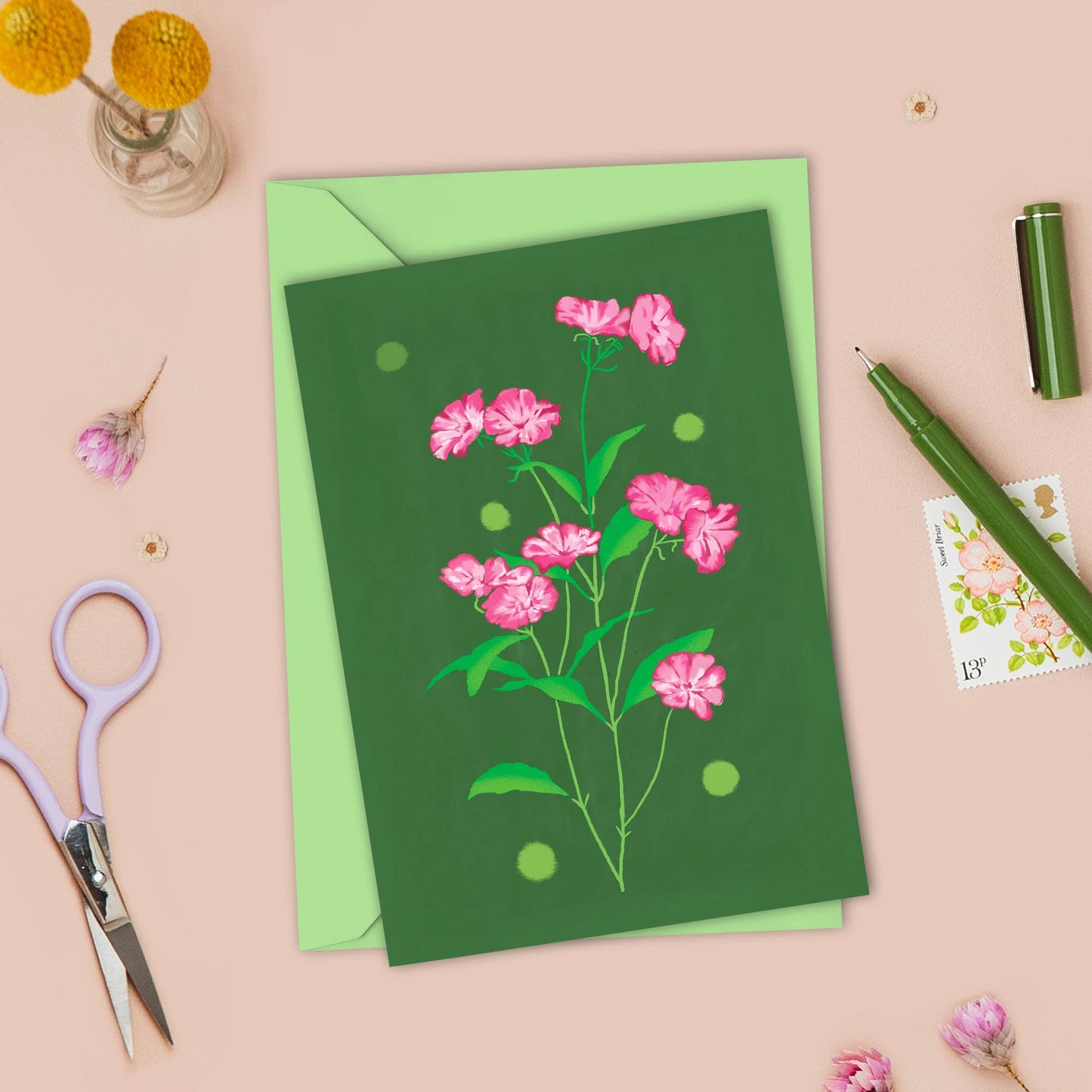 Cute Flower + Polka Dot Card | Just Because, Any Occasion