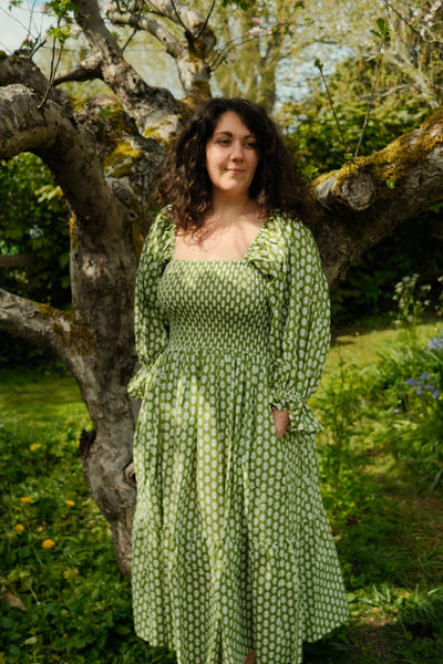 Avni Green blockprint Summer Dress – Colours of Clementine