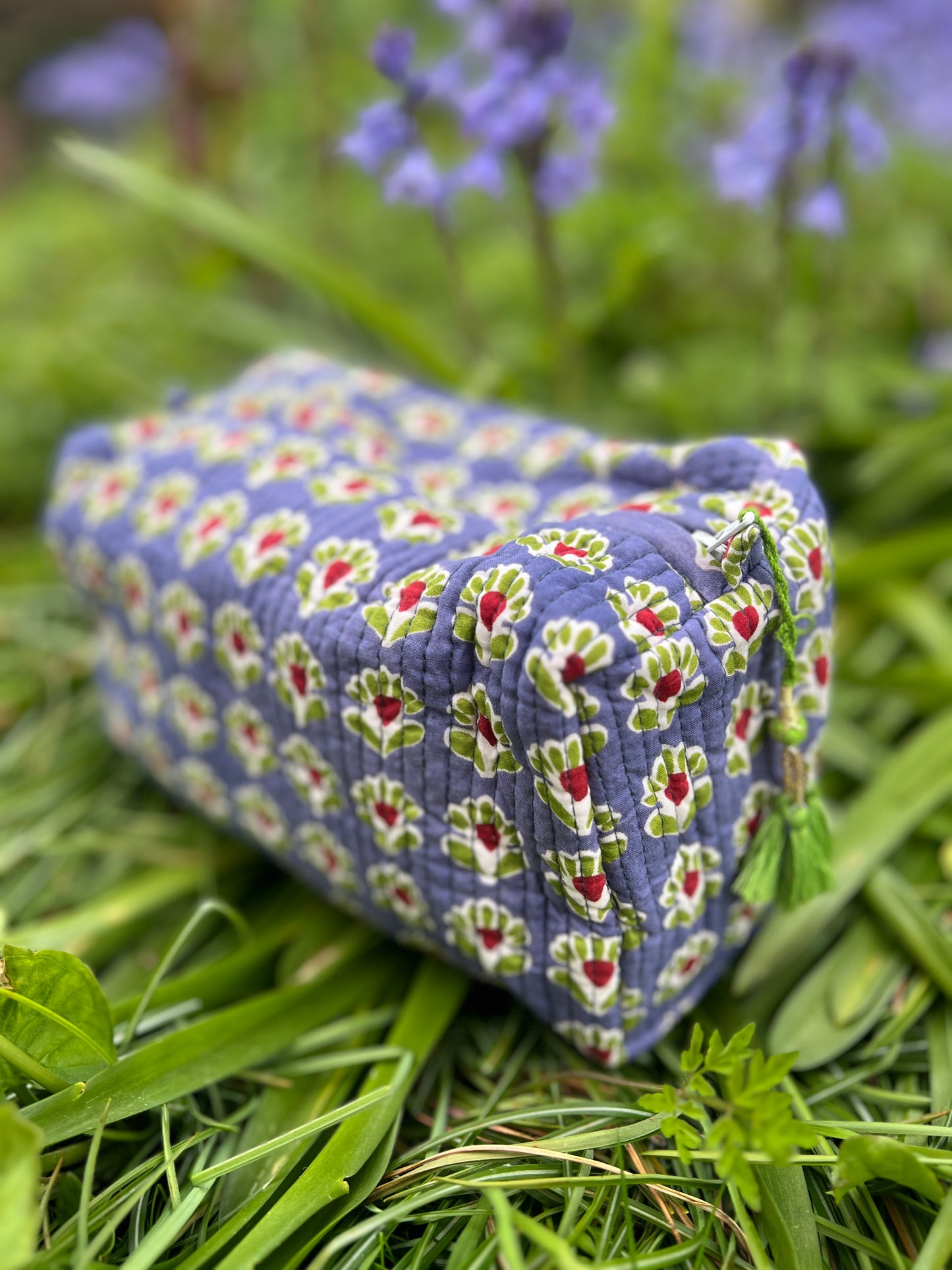 Popping Purple Blockprint Cotton Washbag