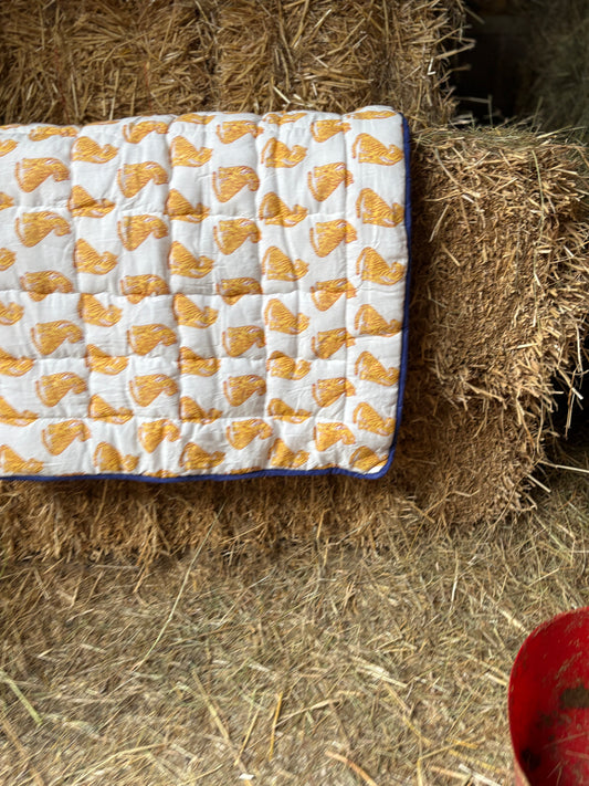 Clementine Tiger Quilted Block print Blanket