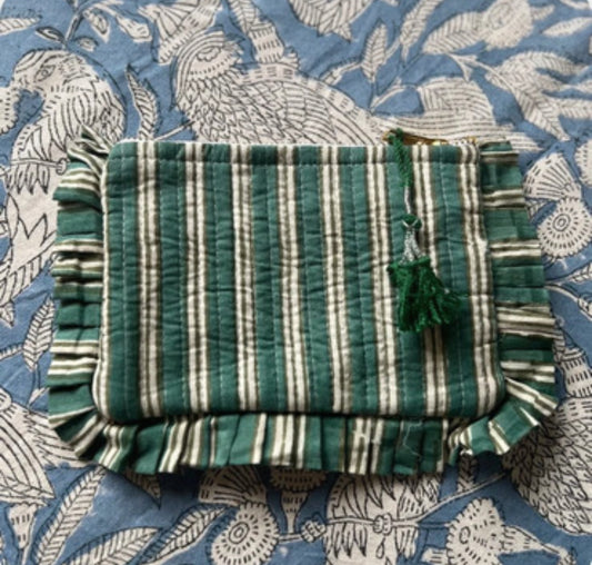 Green Striped Pouch