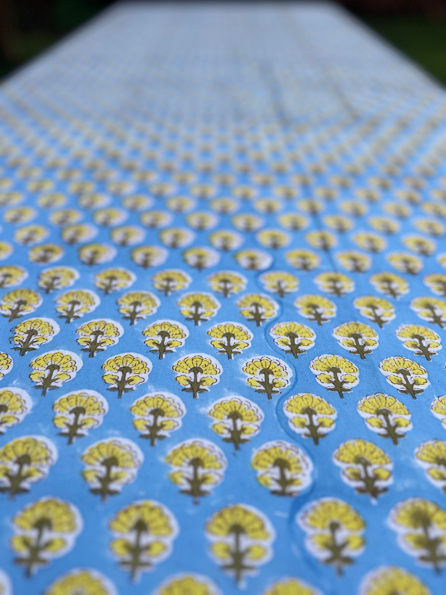 Blue and Yellow Booti Tablecloth