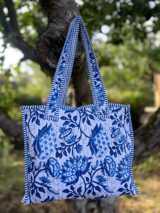 Blue Floral Mini Tote