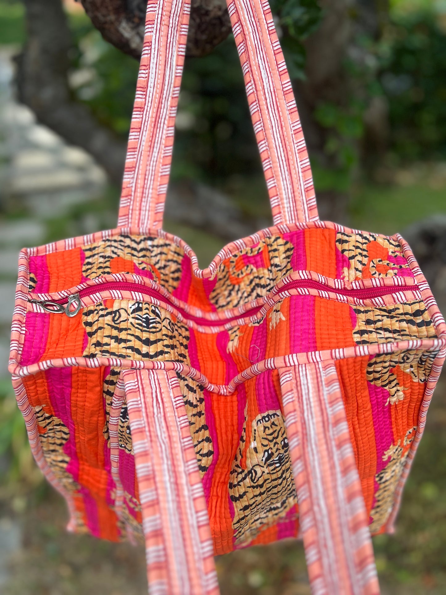 Orange Tiger Print Tote