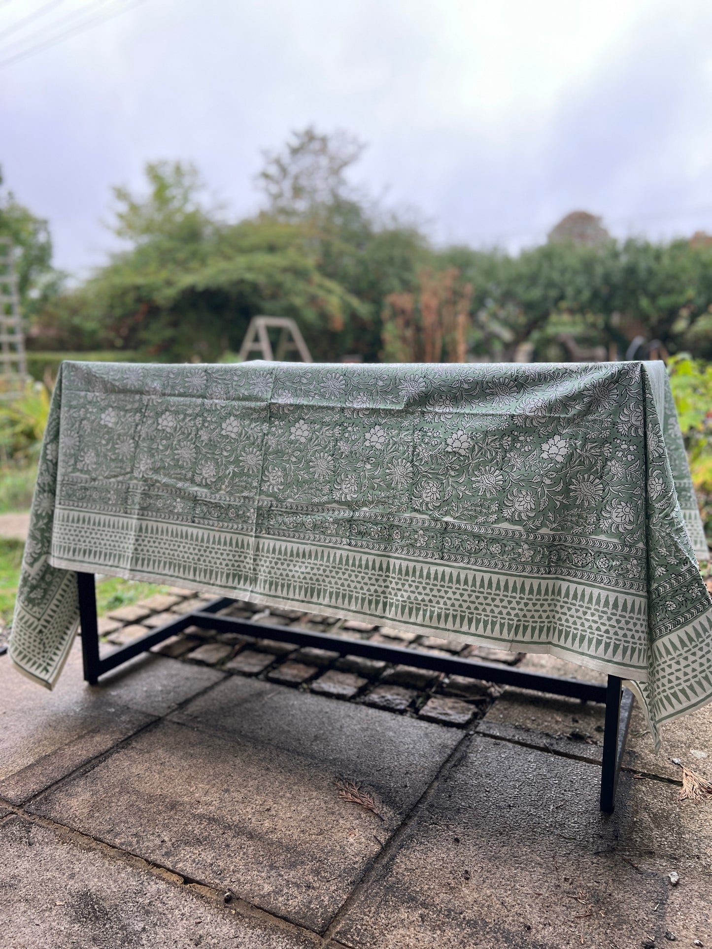 Sage Green Floral Table Cloth