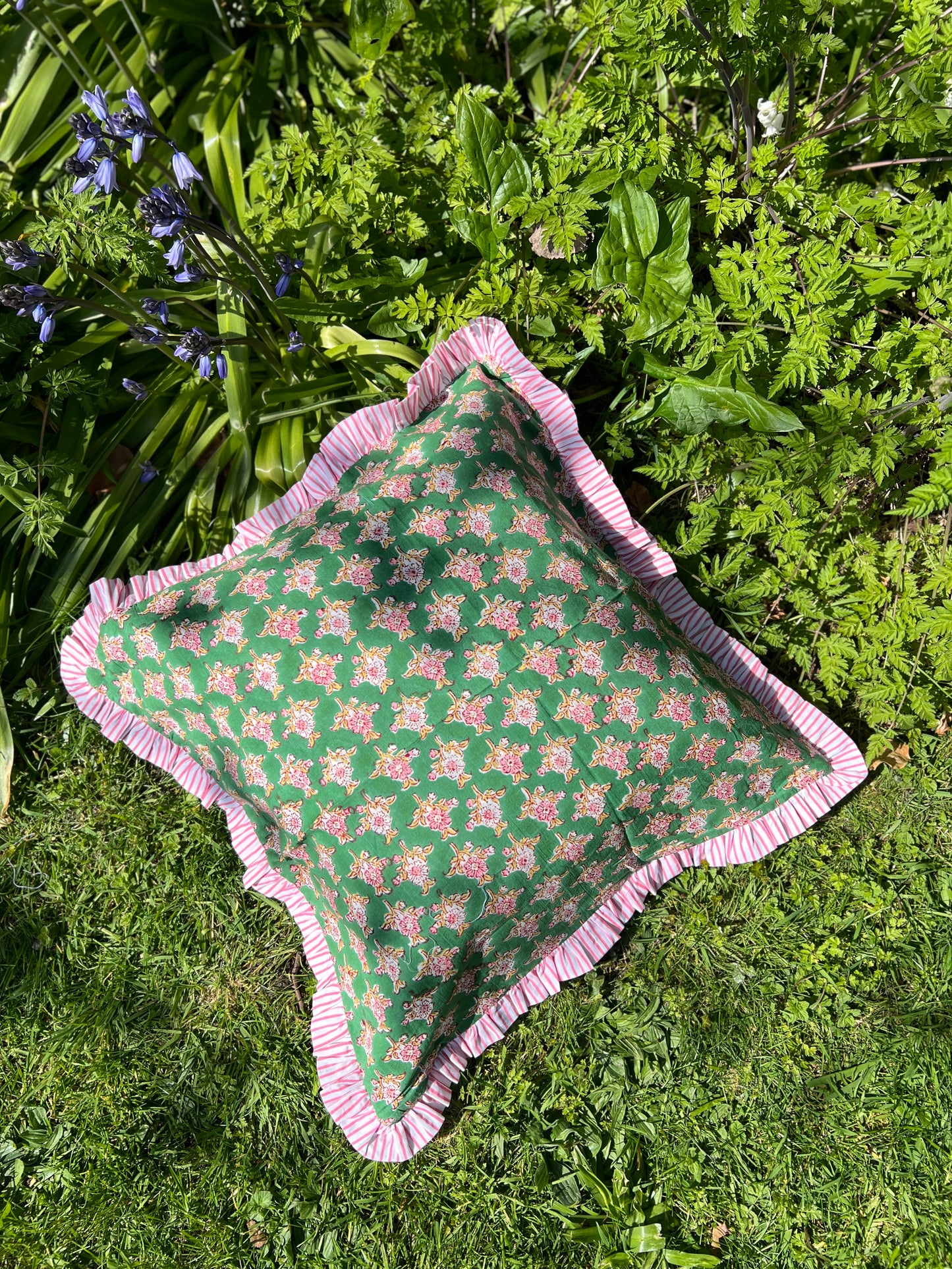Blockprint Frilly Cushion Cover