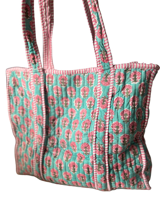 Turquoise and Pink Tote