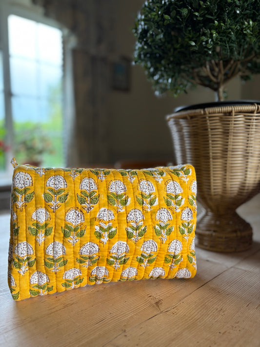Sunflower Blockprint Travel Washbag