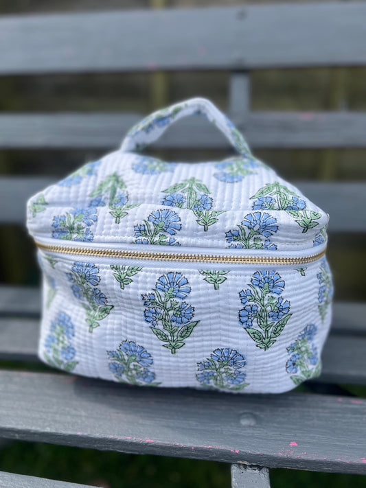 Blue Jaipur Flower Makeup Case