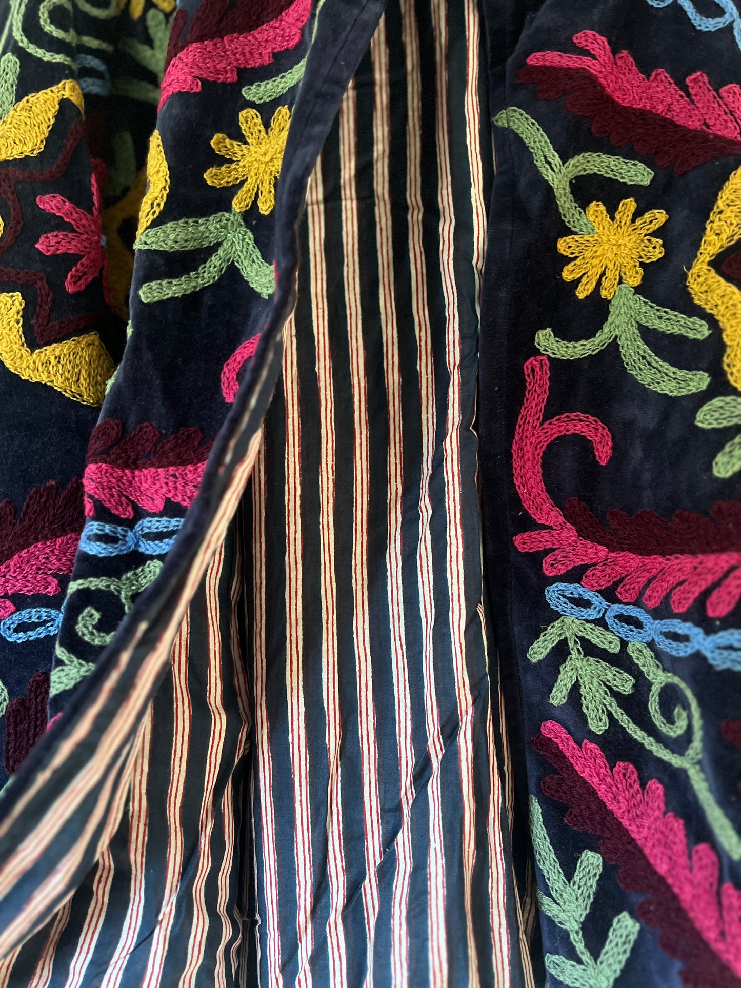 Navy And Pink Velvet Suzani Jacket