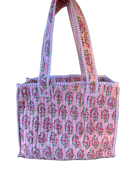 Pastel Pink Floral Mini Tote