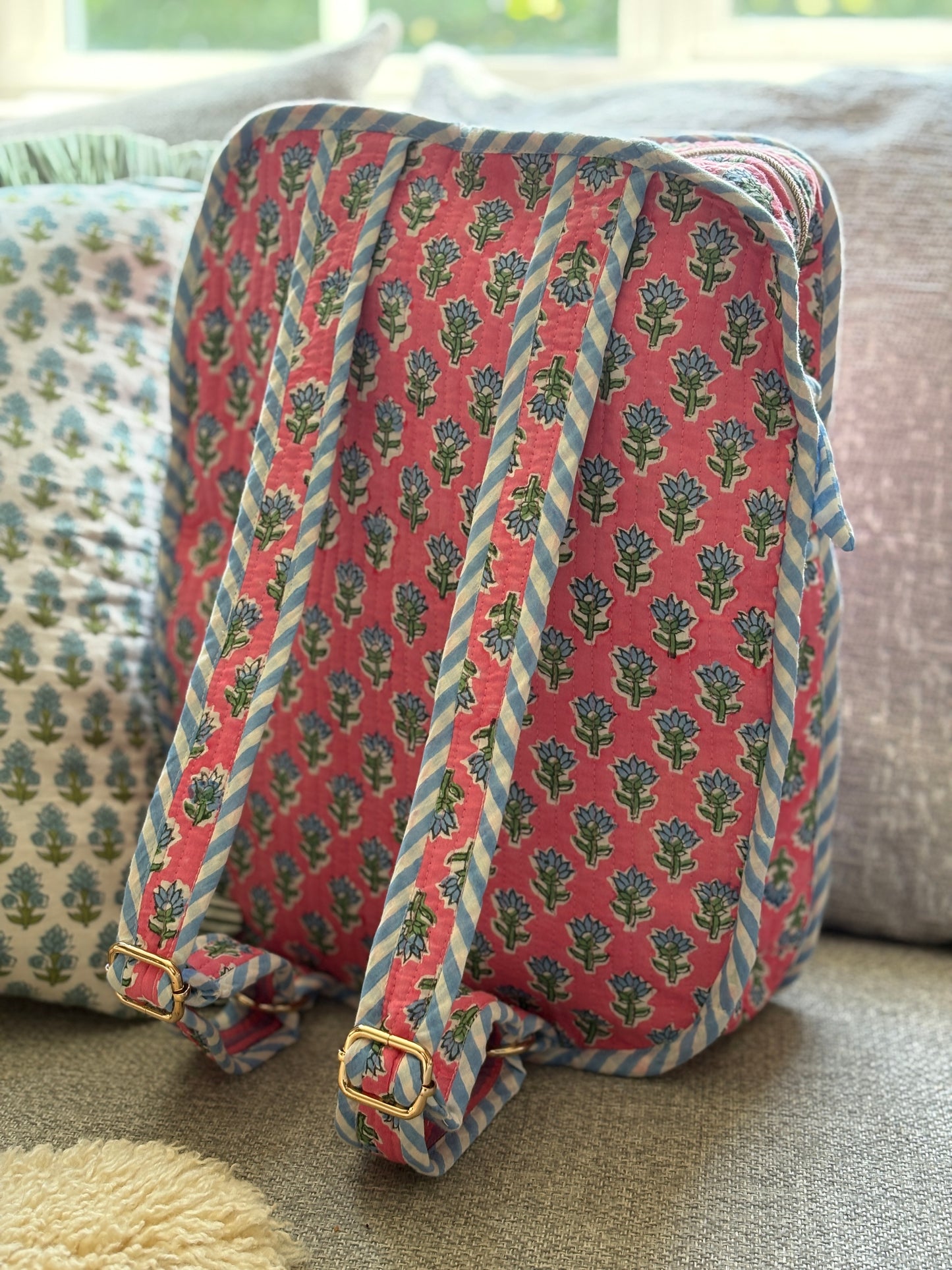 Popping Pink Blockprint Backpack