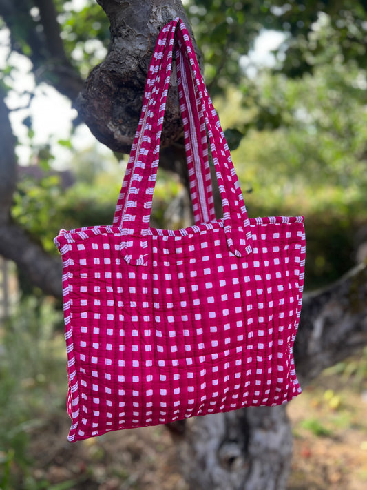 Pink Gingham Mini Tote