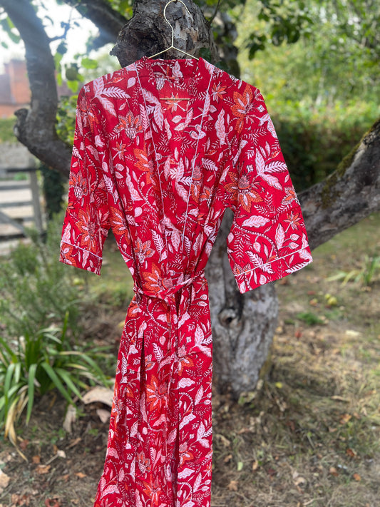 Ruby Red Jungle Cotton Gown