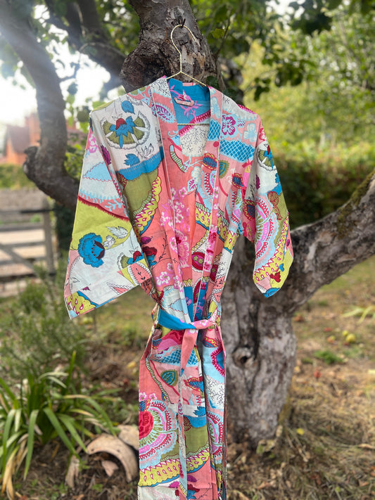 Pink Floral Vine Cotton Gown