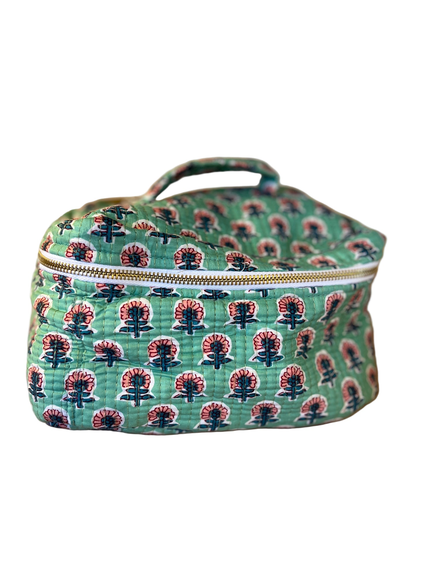 Mint Green and Orange flower Vanity Case
