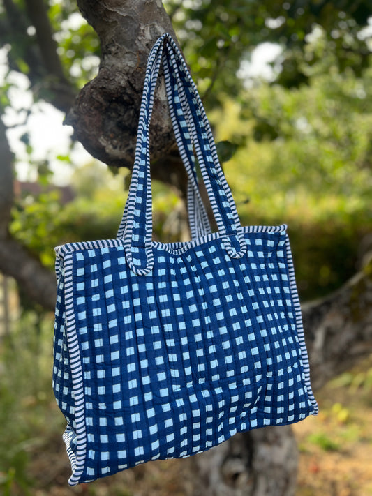Blue Gingham Mini Tote