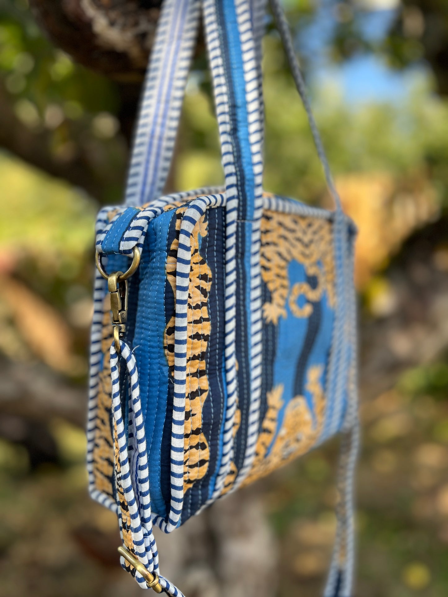 Blue Tiger Stripe Super Mini Tote