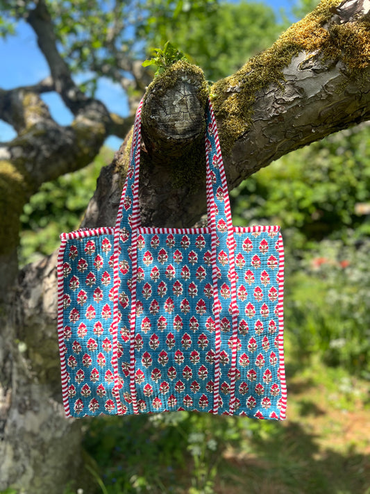 Bombay Blue and Red Tote Bag