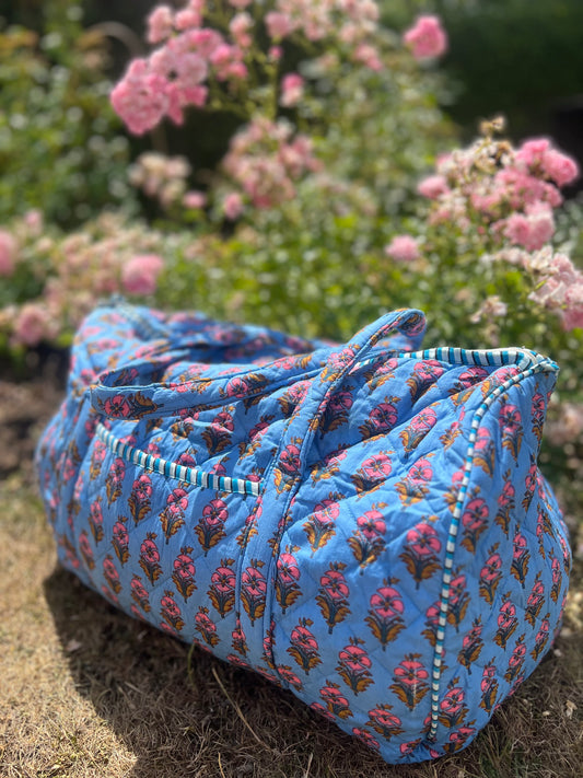 Extra large Blue Floral Weekend bag