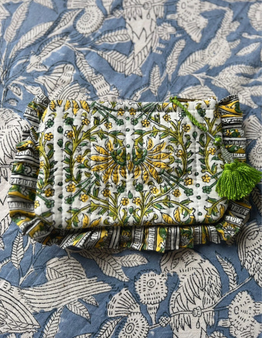 Green and Yellow Floral Pouch