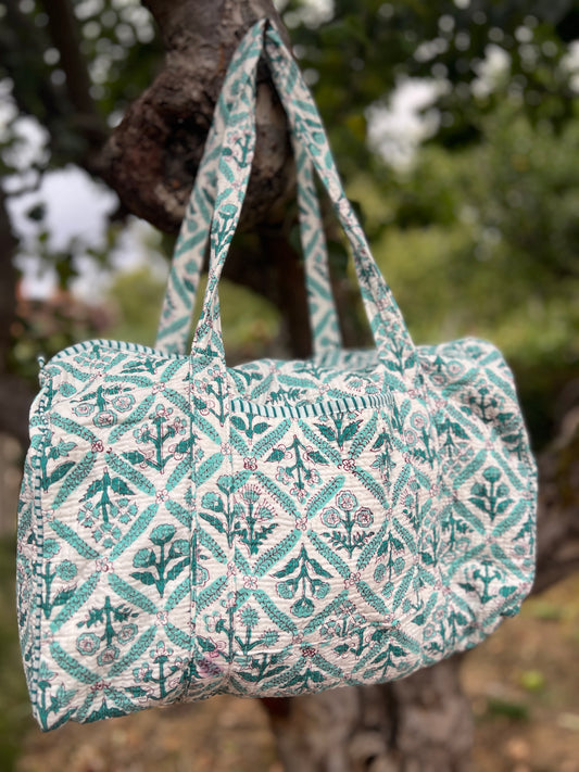 Blue Jaipur Flower Weekend Bag