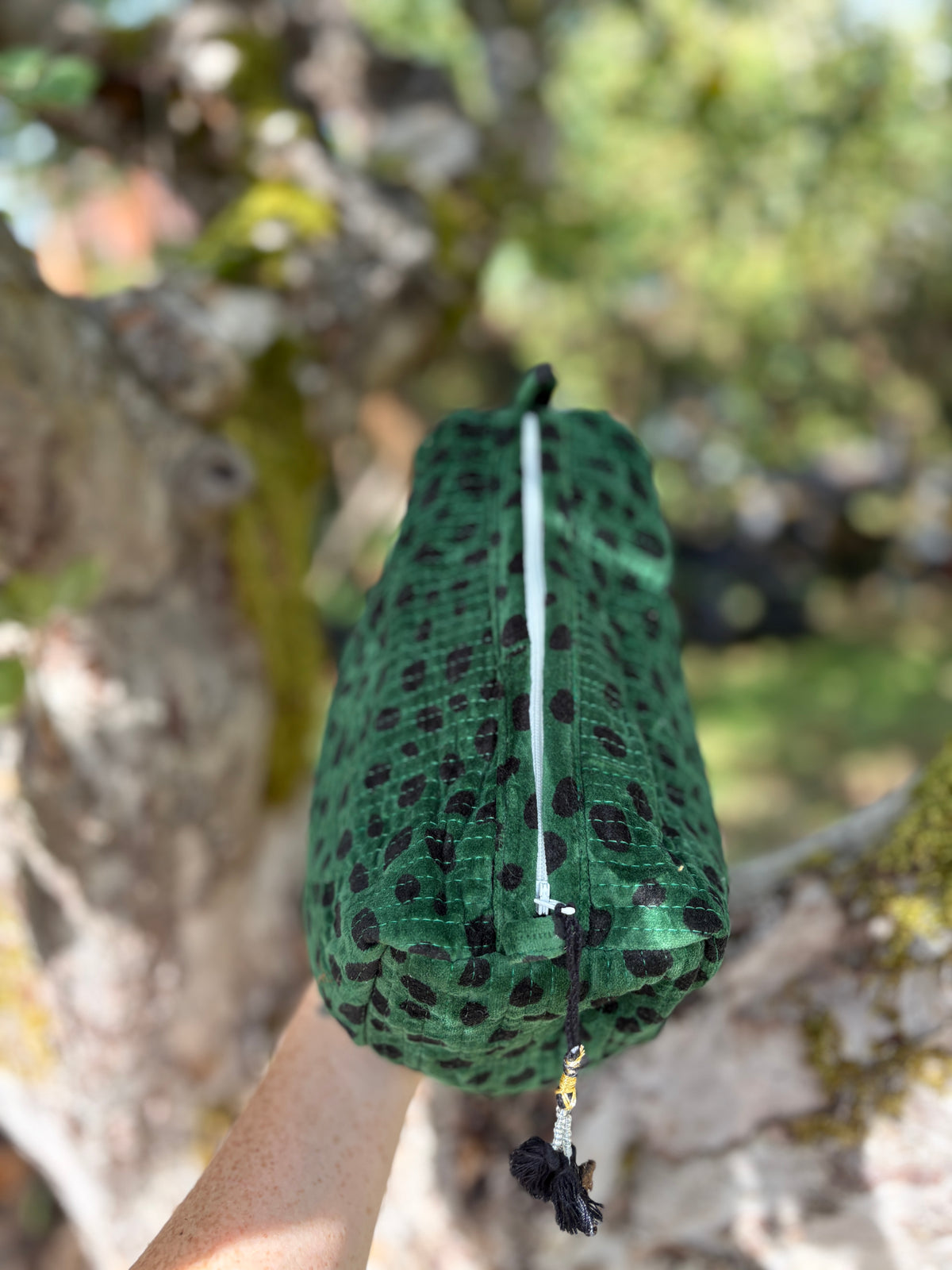 Velvet Green Spot Washbag
