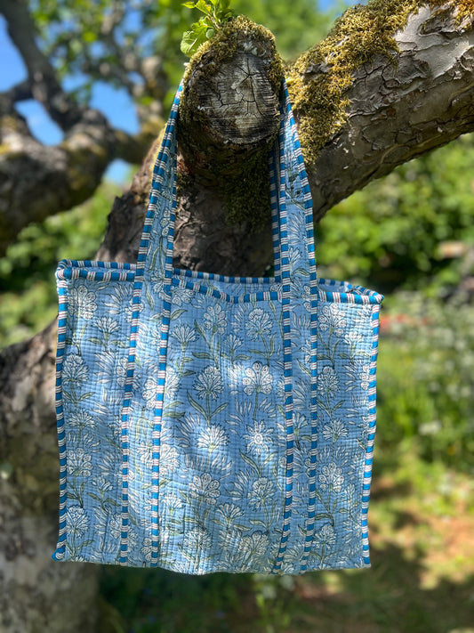 Blue Floral Tote Bag