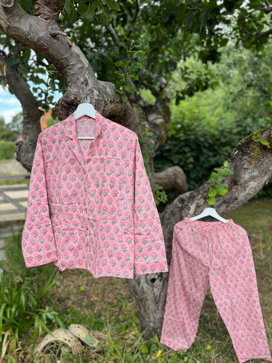 Pink Passion Blockprint Pyjamas