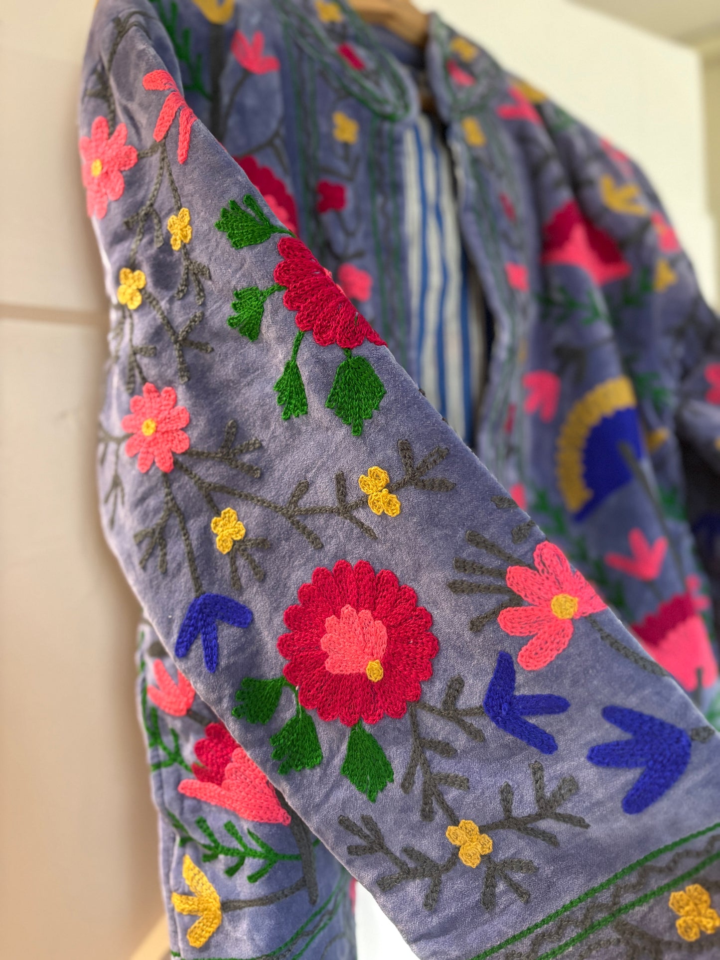 Lavender Velvet Suzani Jacket