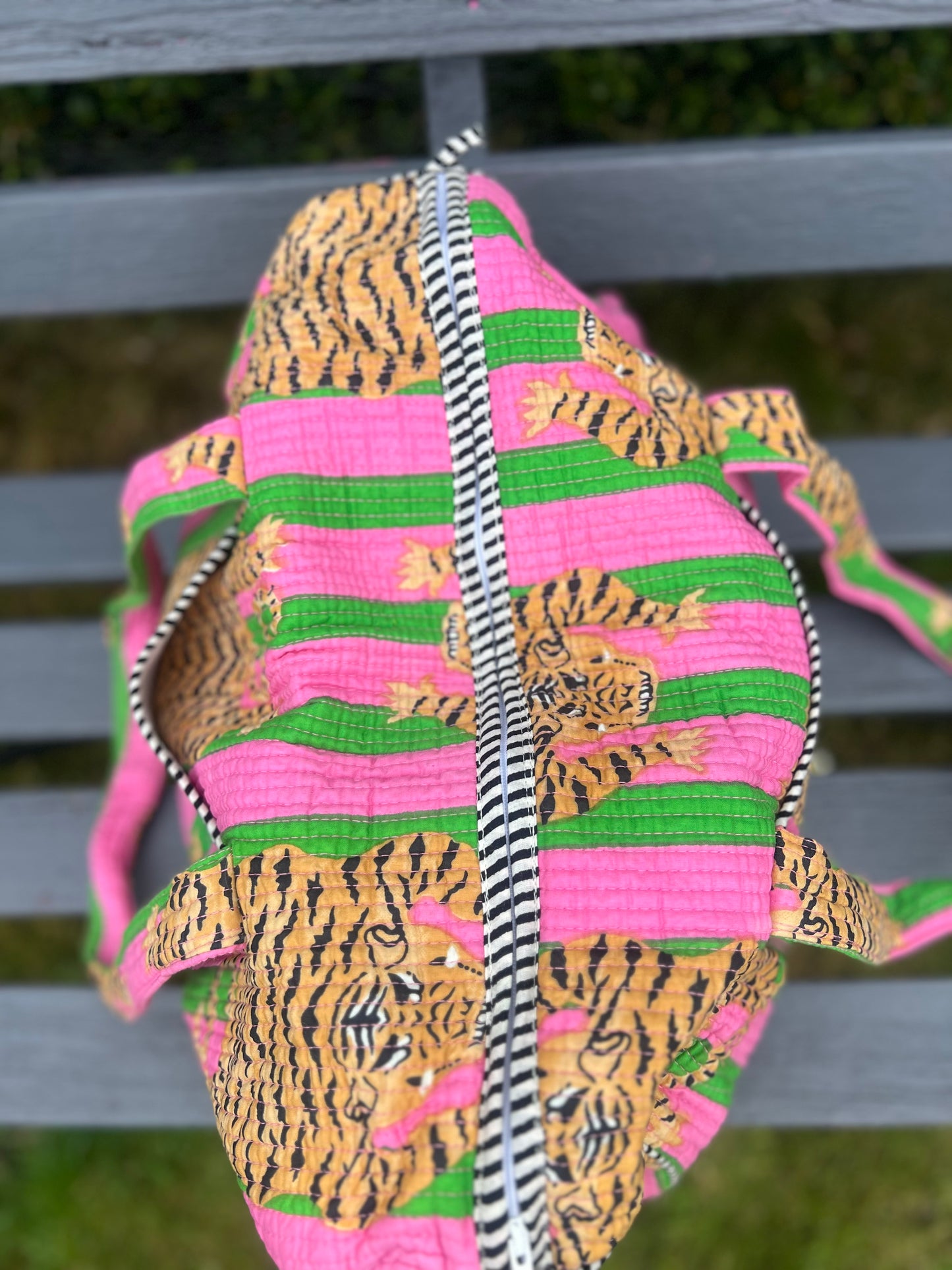Pink & Green Tiger Stripe Weekend Bag