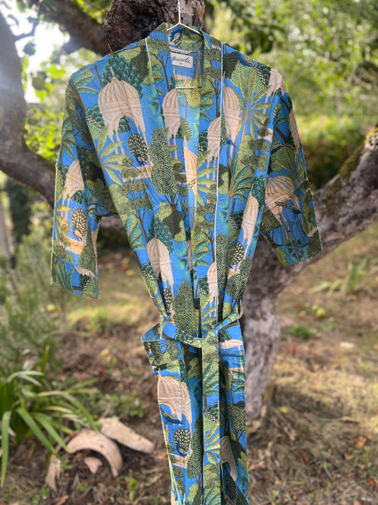 Blue Temple Cotton Gown