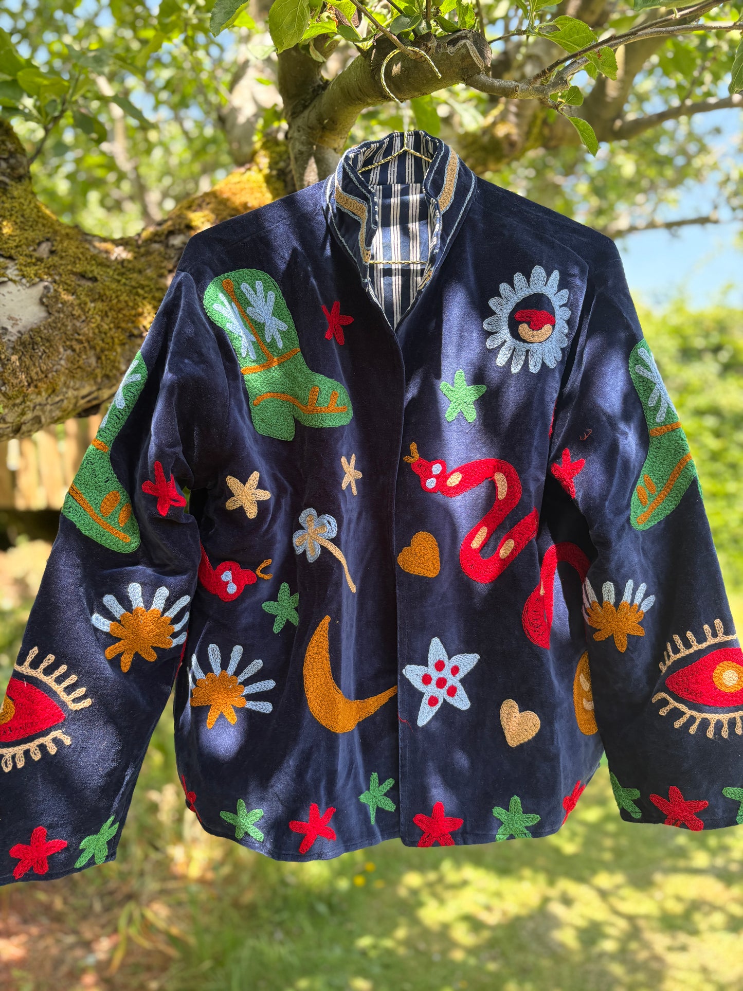 Giddy Up Navy Velvet Suzani Jacket