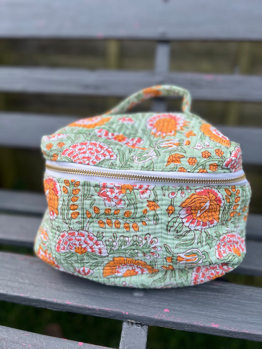 Green and Orange Carnation Makeup Case