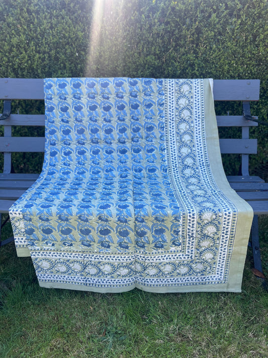 “Asia” Block-Print Cotton Table Cloth