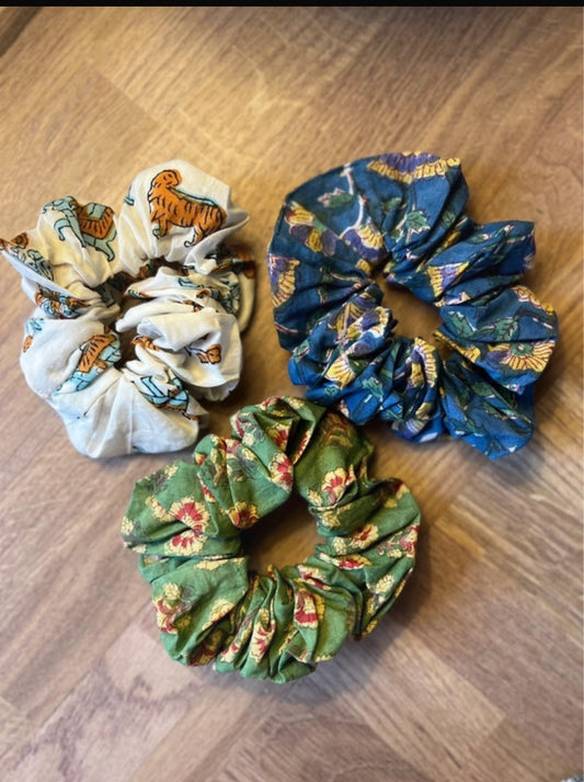 Blockprint Scrunchie Set of 3