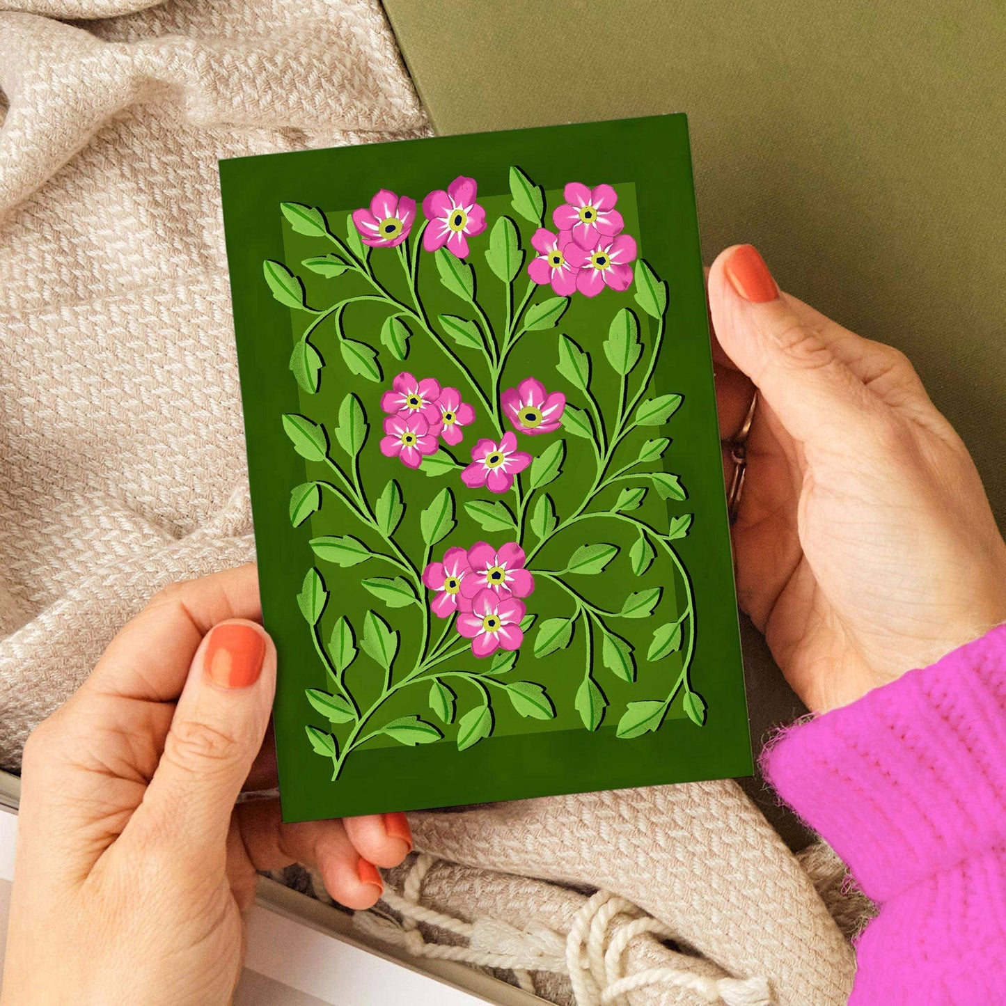 Botanical Pink and Green Card  | Just Because, Any Occasion